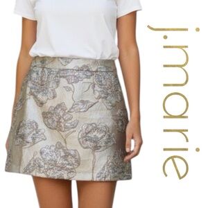 J.Marie Skirt Women Mini Floral Metallic Size S NWT